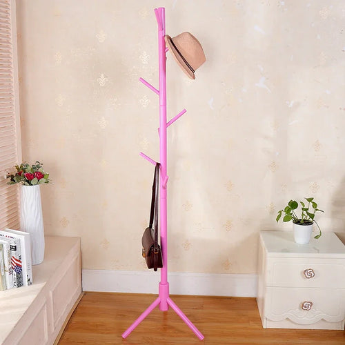 wooden coat rack with 8 hooks hanging from the floor - vue 11 sur 11