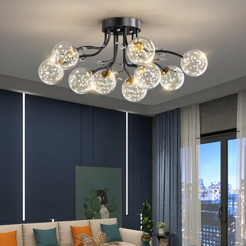 Modern iron LED chandelier for stylish lofts - vue 2 sur 18