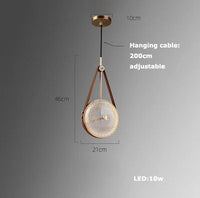 Leather and glass LED pendant light