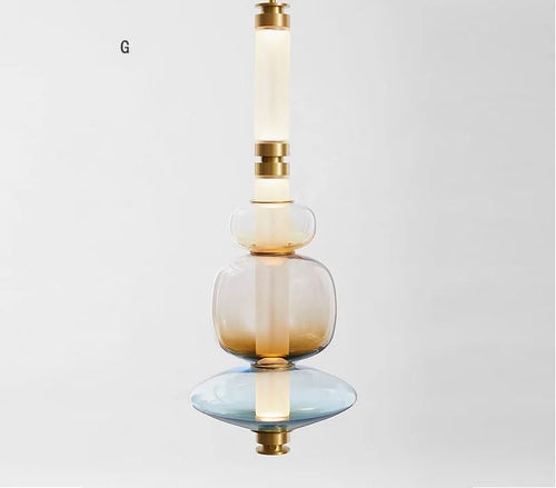 Modern glass pendant light for living room, duplex, hall or staircase - vue 7 sur 11