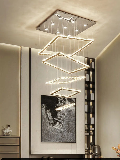 Modern minimalist crystal LED chandelier with elegant design - vue 2 sur 11