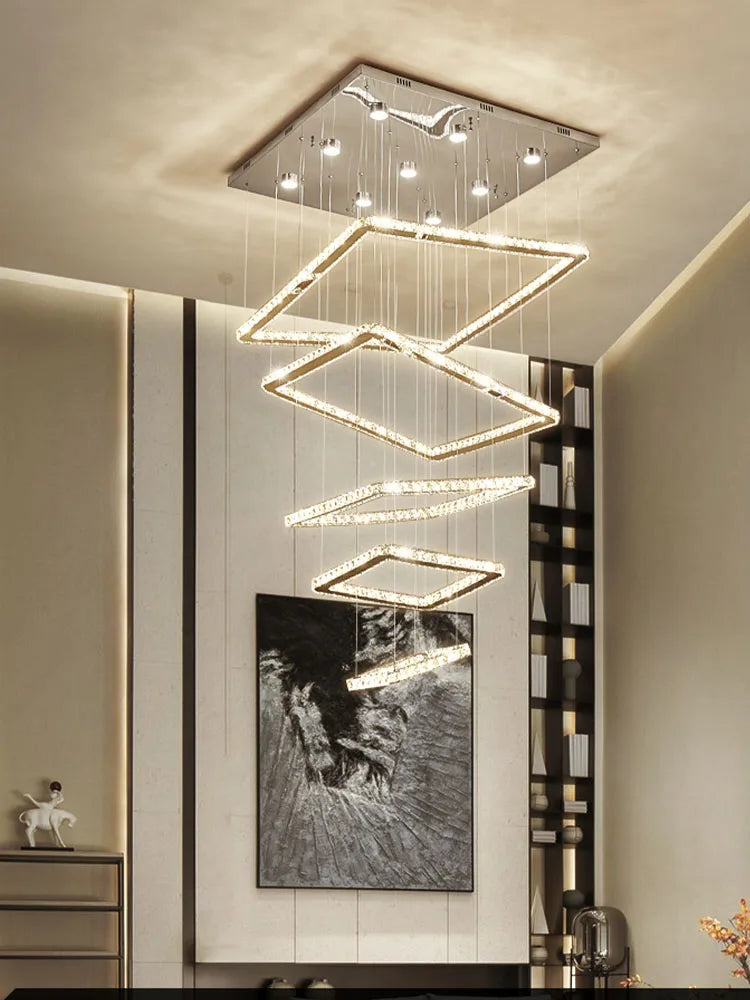 Modern minimalist crystal LED chandelier with elegant design