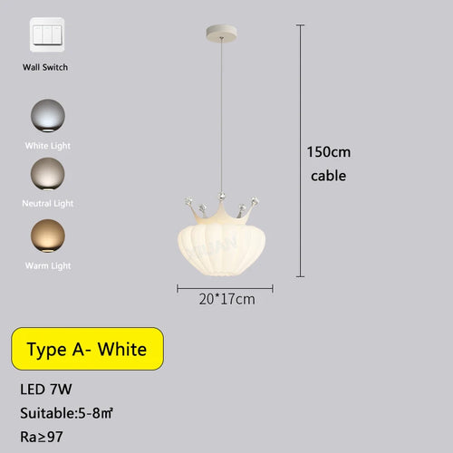 Luxury decorative pendant light with gold crown design - vue 8 sur 13