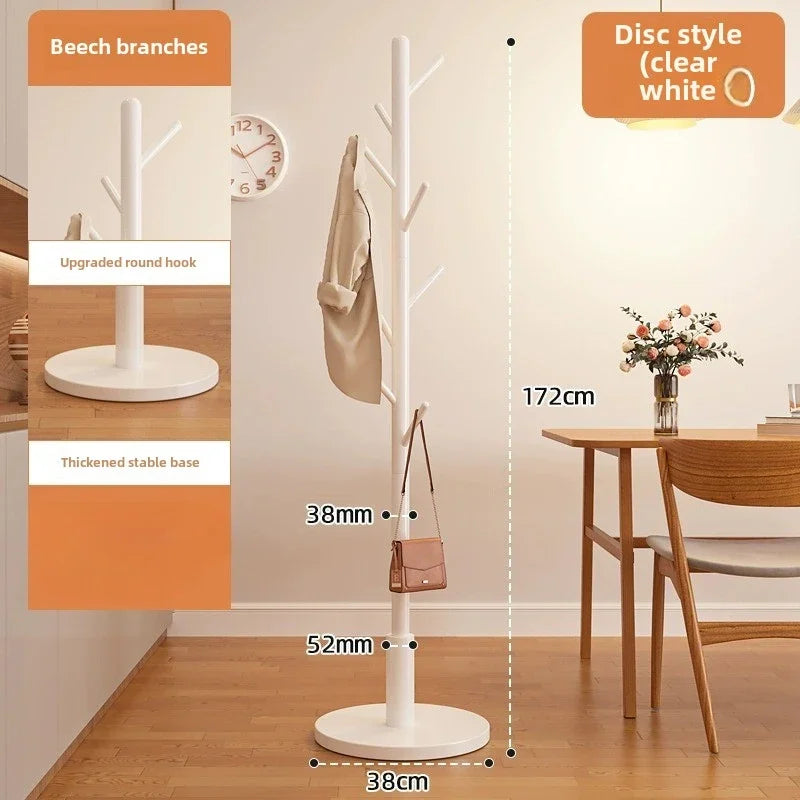 Solid Wood Clothes Hanger, Floor Standing Rack, Household Clothes Rack, Vertical Clothes Pole, Bedroom Rack Coat Rack Stand - vue 3 sur 8