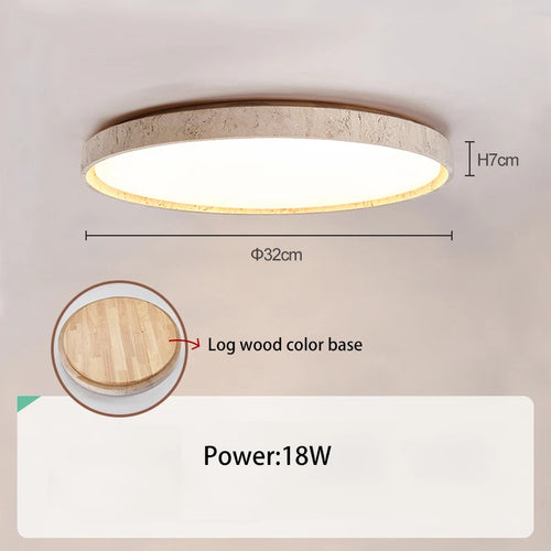 Led ceiling light stone downlight surface mounted retro walnut wood effect for bedroom or living room - vue 11 sur 13