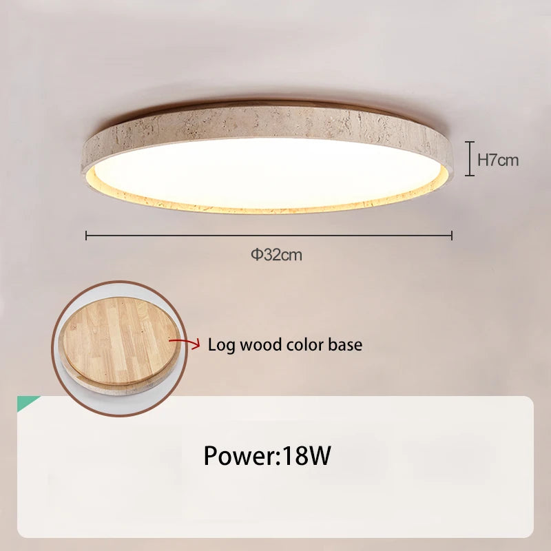 Led ceiling light stone downlight surface mounted retro walnut wood effect for bedroom or living room - vue 10 sur 13