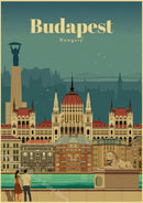 Retro world cities art print wall decor