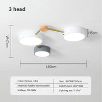 Nordic wooden LED ceiling light macaroon 3-8 heads decorative lighting