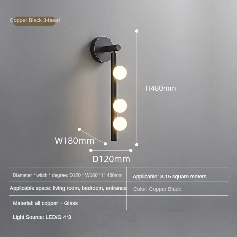 Modern industrial style copper bedside lamp