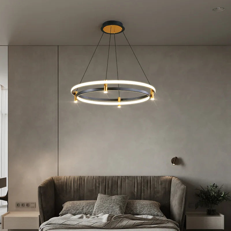 Nordic decorative LED ring chandelier for home - vue 3 sur 7