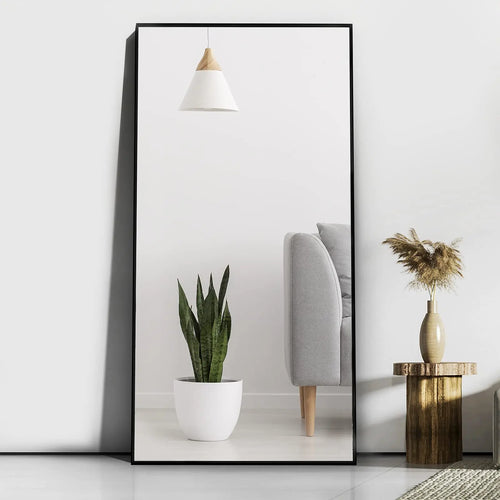 CASSILANDO Full Length Mirror 65" * 24", Floor Standing Mirror, Black Metal Frame Mirror， Full Body Mirror - vue 2 sur 8