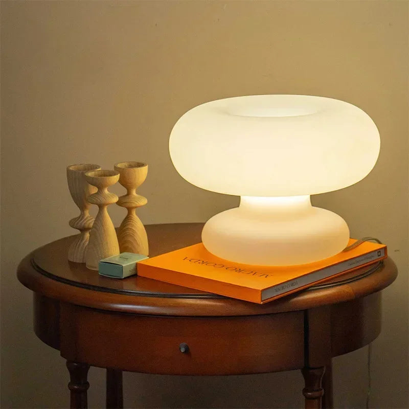 Contemporary circular glass bedside lamp for decoration