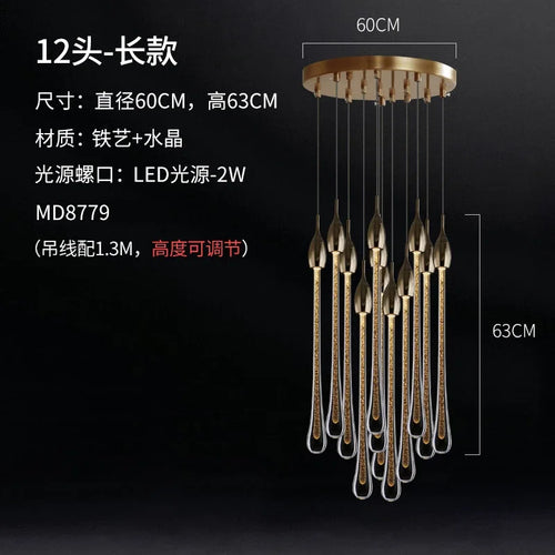 Elegant glass water droplet design pendant light - vue 13 sur 12