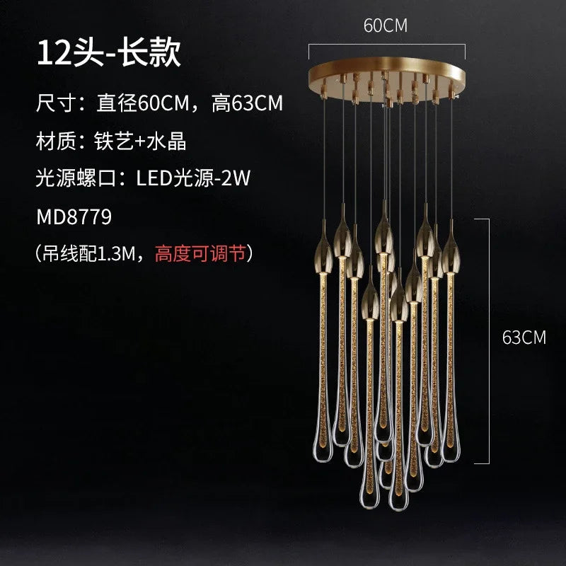 Elegant glass water droplet design pendant light - vue 12 sur 12