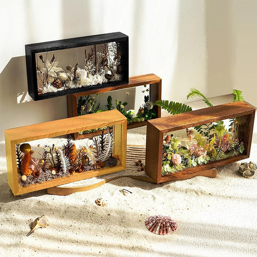 Transparent floating photo frame with dried flowers, decorative and handmade - vue 7 sur 10