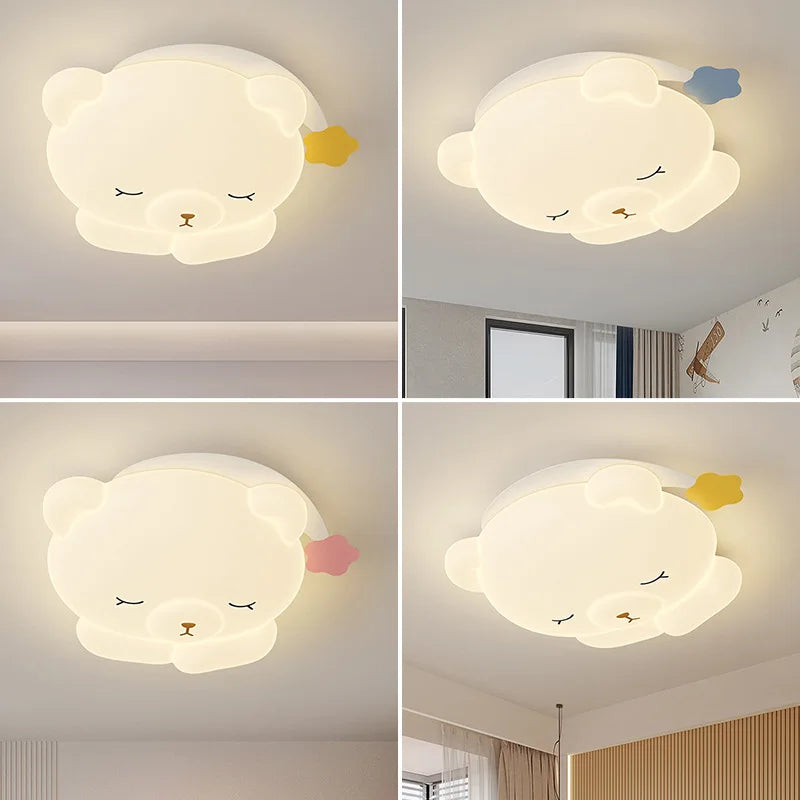 Cute nightcap bear children's ceiling light for bedroom, romantic warm nursery cartoon decor - vue 5 sur 9