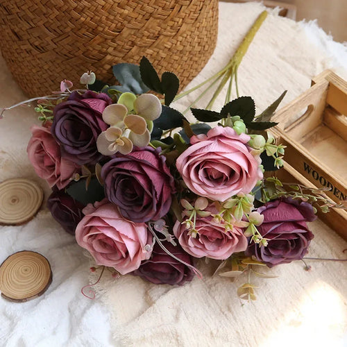 Artificial silk rose bouquet for home decoration - vue 9 sur 13