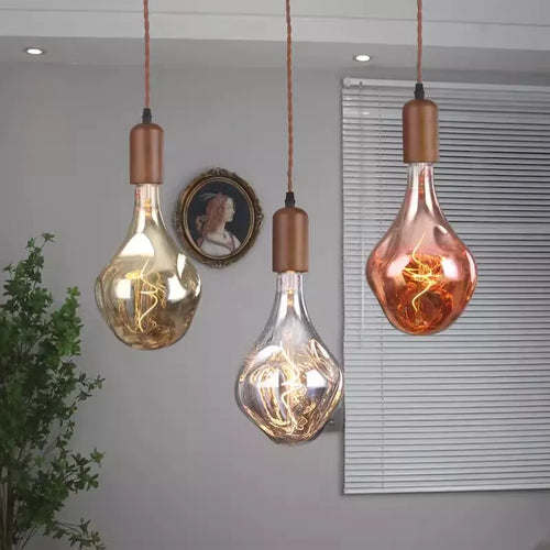Retro art glass chandelier with solid wood for interior decoration - vue 3 sur 25