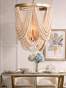 Retro wooden bead chandelier for interior decoration