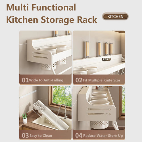 wall-mounted storage rack for spices and utensils - vue 4 sur 12