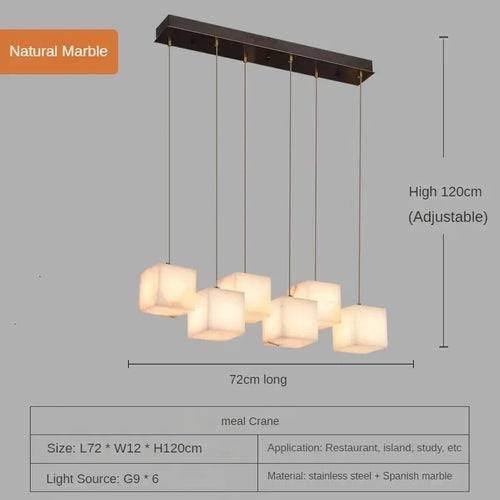 Spanish marble chandelier with minimalist Chinese style for elegant interiors - vue 12 sur 15