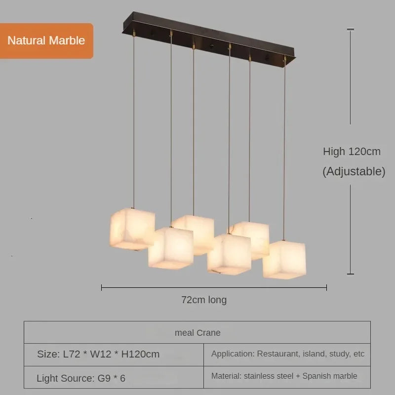Spanish marble chandelier with minimalist Chinese style for elegant interiors - vue 11 sur 15