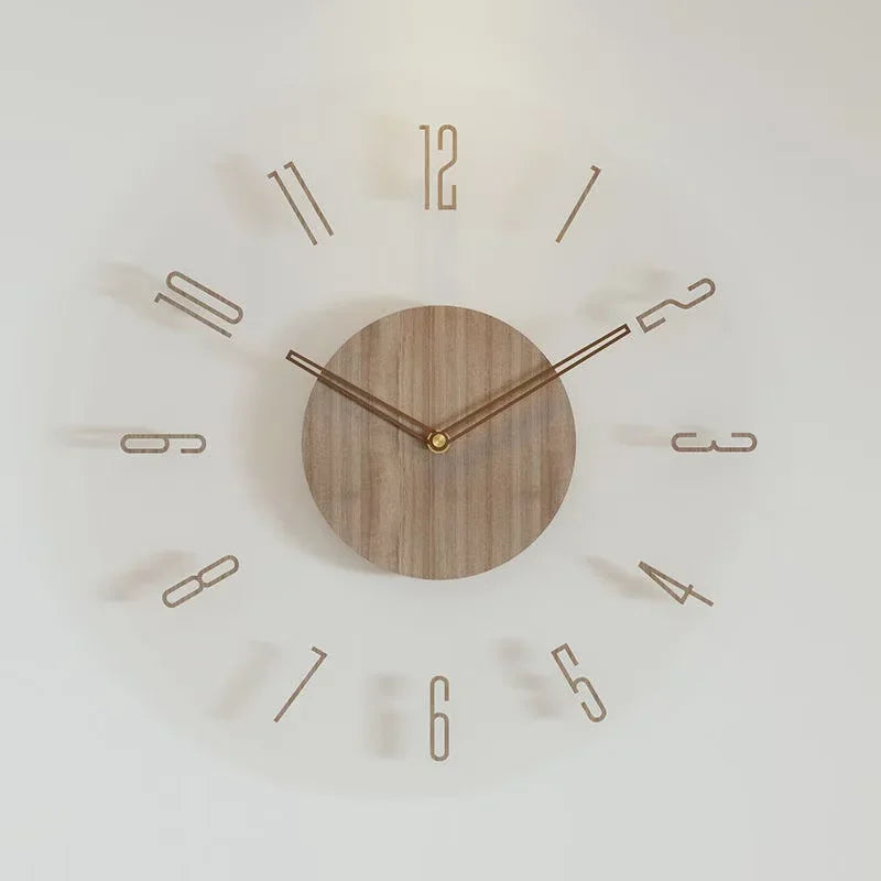 luxury wooden wall watch modern design silent quartz creative - vue 6 sur 11