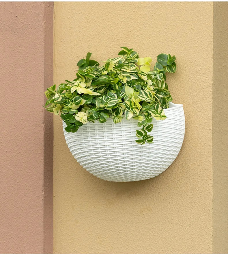 European Wall Mounted Hydroponic Plant Pot, Semi-Circular, Hanging Flower Basket, Balcony, Lazy Wall Mounted, No Drilling, Decor - vue 5 sur 16