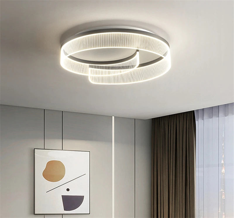 Modern LED ceiling light with decorative round clear acrylic shade