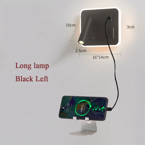 LED bedside wall lamp with USB port and rotary switch - vue 14 sur 14