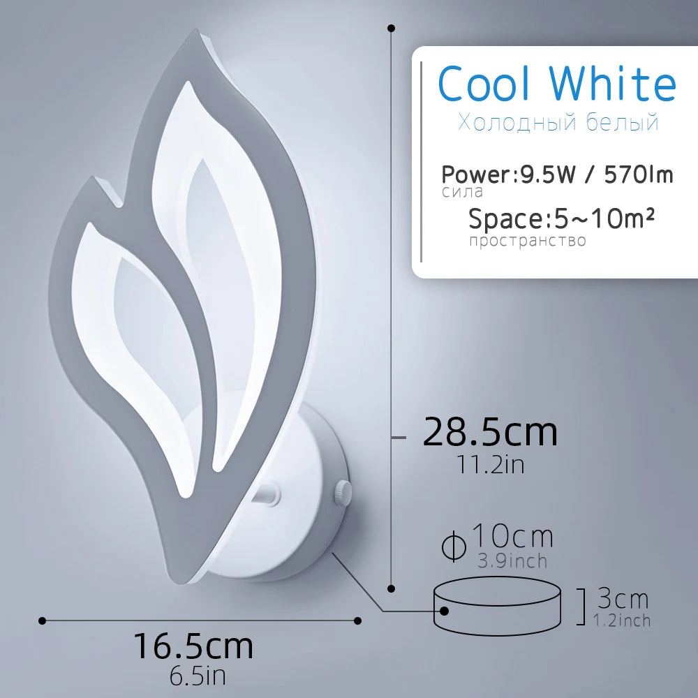 Modern LED leaf wall light for indoor lighting