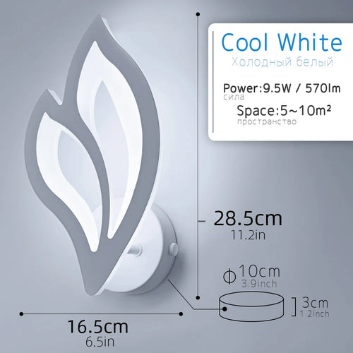 Modern LED leaf wall light for indoor lighting