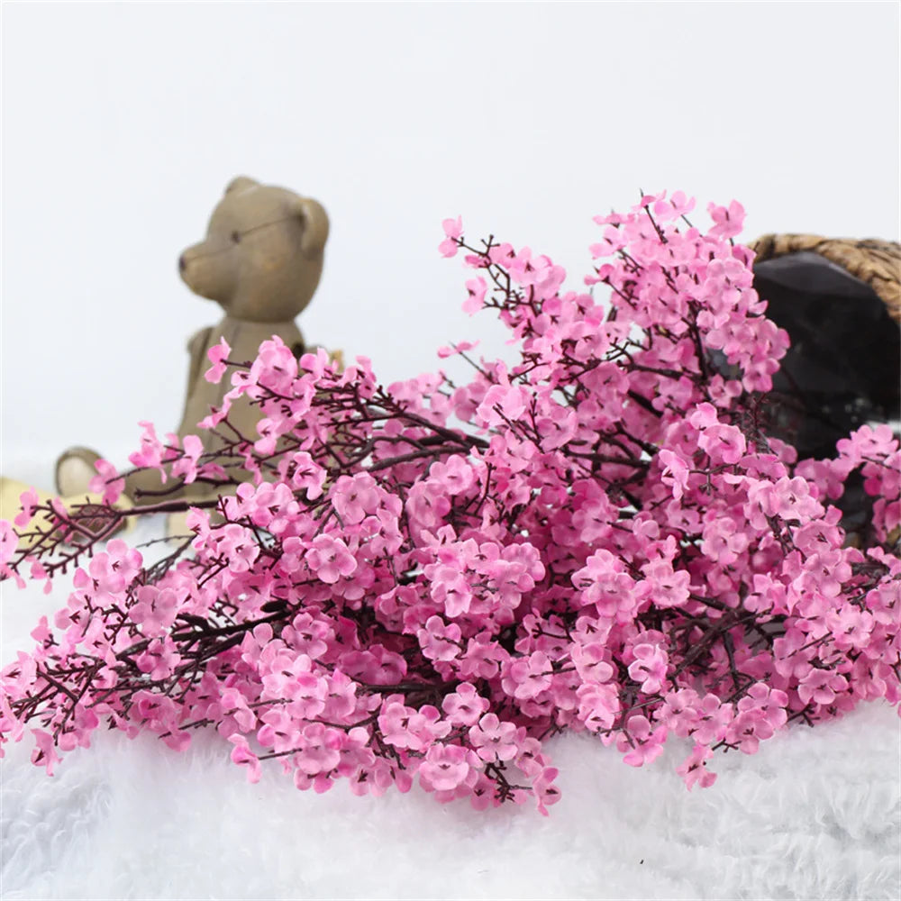 Artificial cherry blossom and gypsophila flowers for wedding and vase DIY decoration