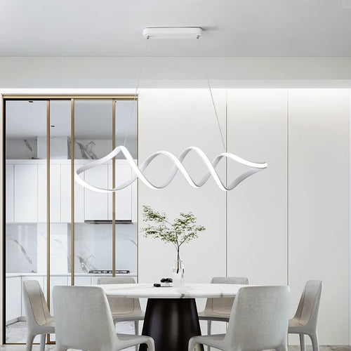 Modern nordic atmospheric twisted LED chandelier - vue 3 sur 14