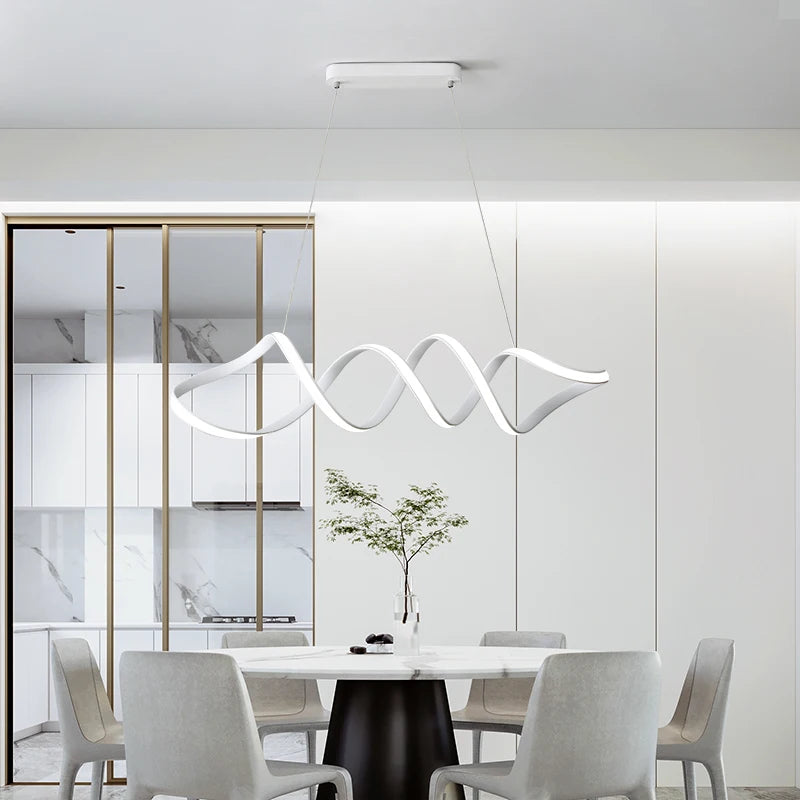 Modern nordic atmospheric twisted LED chandelier - vue 3 sur 14