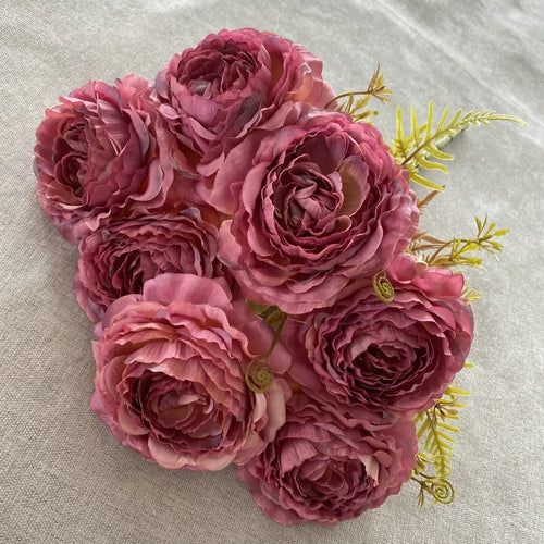 Artificial silk peony bouquet for floral decoration - vue 9 sur 17