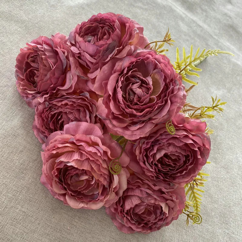 Artificial silk peony bouquet for floral decoration - vue 8 sur 17