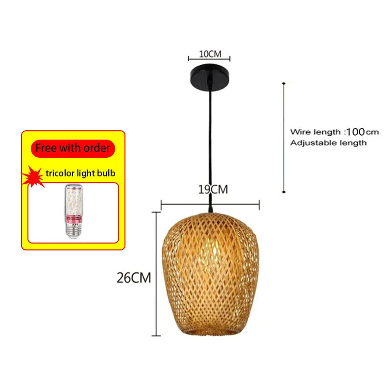 Chinese style hand-woven bamboo chandelier - vue 12 sur 30