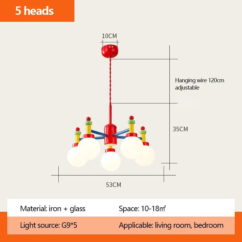 Macaron LED chandelier for children indoor decor and study lighting