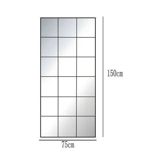 French retro decorative full-length mirror, square lattice false window to increase the sense of space, wall-mounted household m - vue 9 sur 10