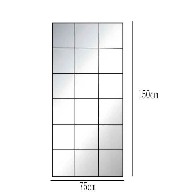 French retro decorative full-length mirror, square lattice false window to increase the sense of space, wall-mounted household m