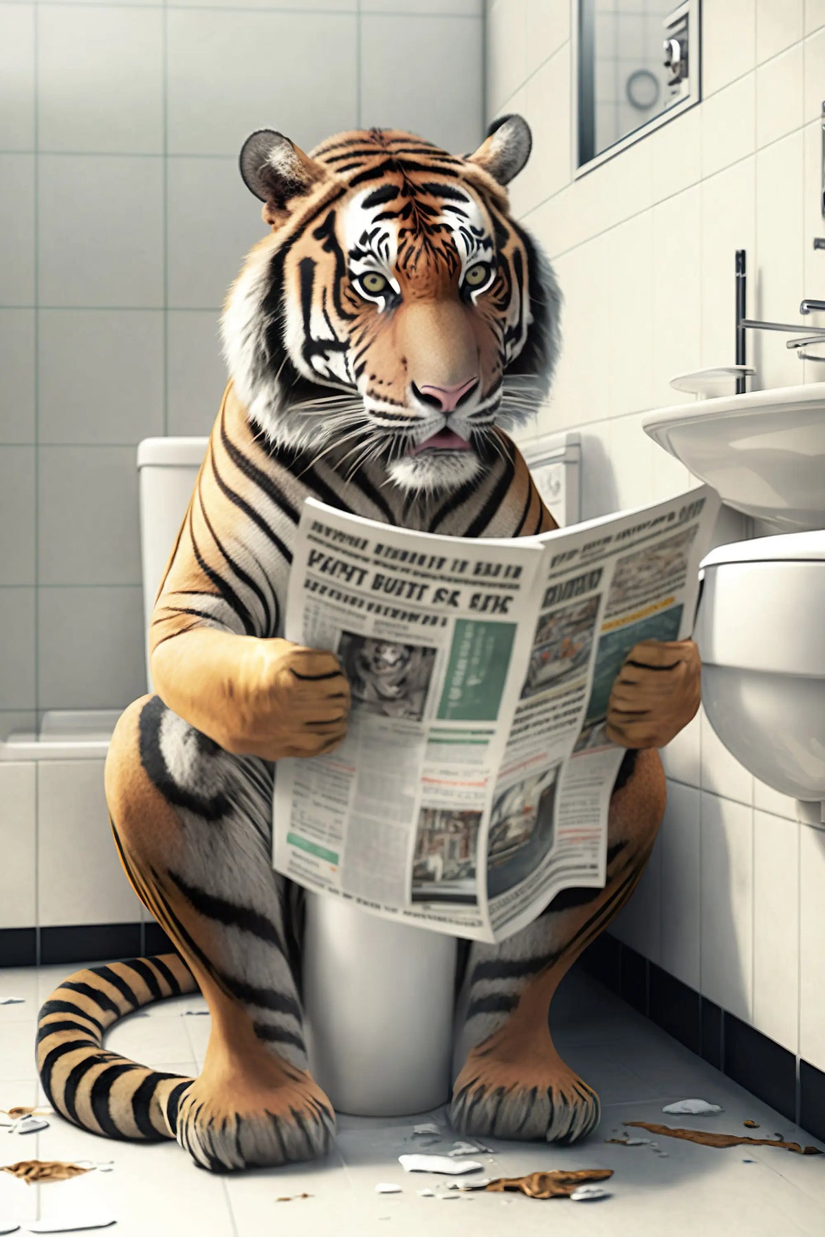 Humorous animal bathroom wall art decor