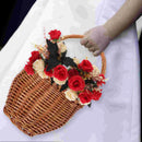 foldable wicker picnic basket with flowers