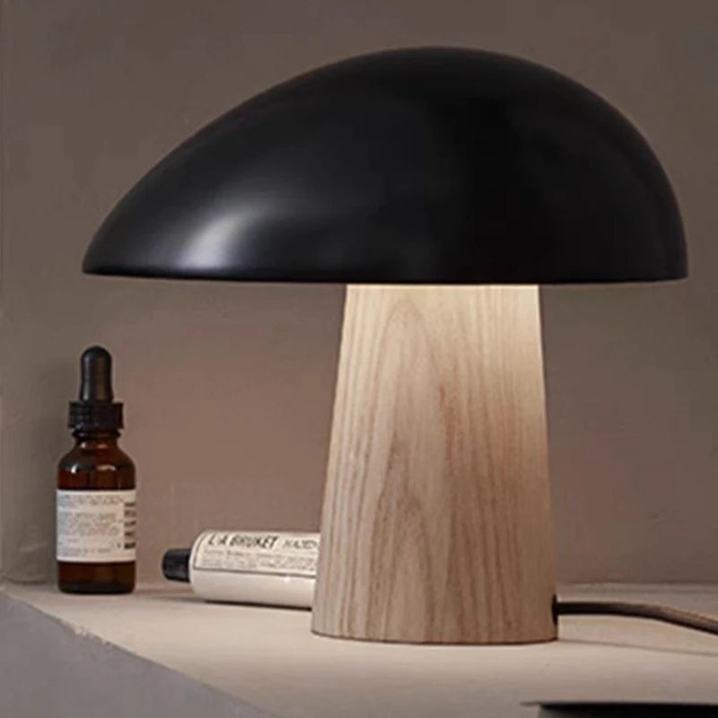 Nordic design wooden mushroom table lamp decorative lighting - vue 5 sur 8