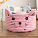 adorable cat face woven cotton storage basket