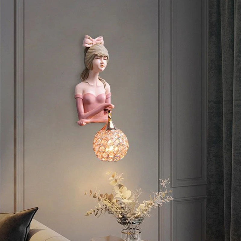 Modern LED resin wall light for girls