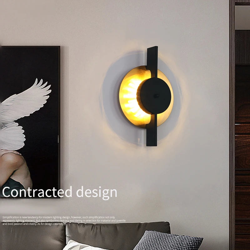 Nordic minimalist luxury gold iron LED wall light