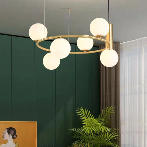 Nordic white glass chandelier - vue 6 sur 13