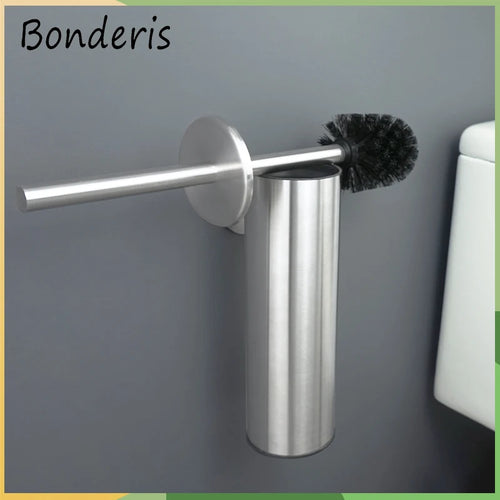 Wall-mounted stainless steel toilet brush holder for cleaning and storage - vue 3 sur 12