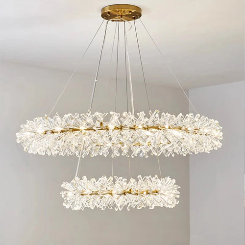 Modern luxury round crystal pendant chandelier - vue 2 sur 10